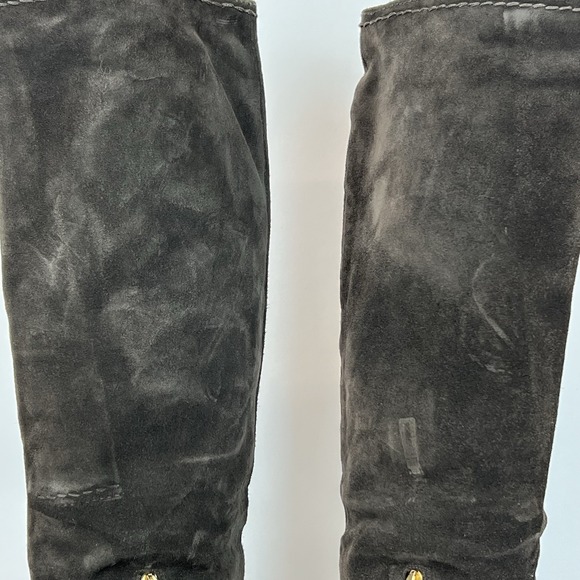 Womens Prada Brown Suede Lace Up Block Heel Platform Tall Boots Size EU 38.5 - Picture 13 of 14